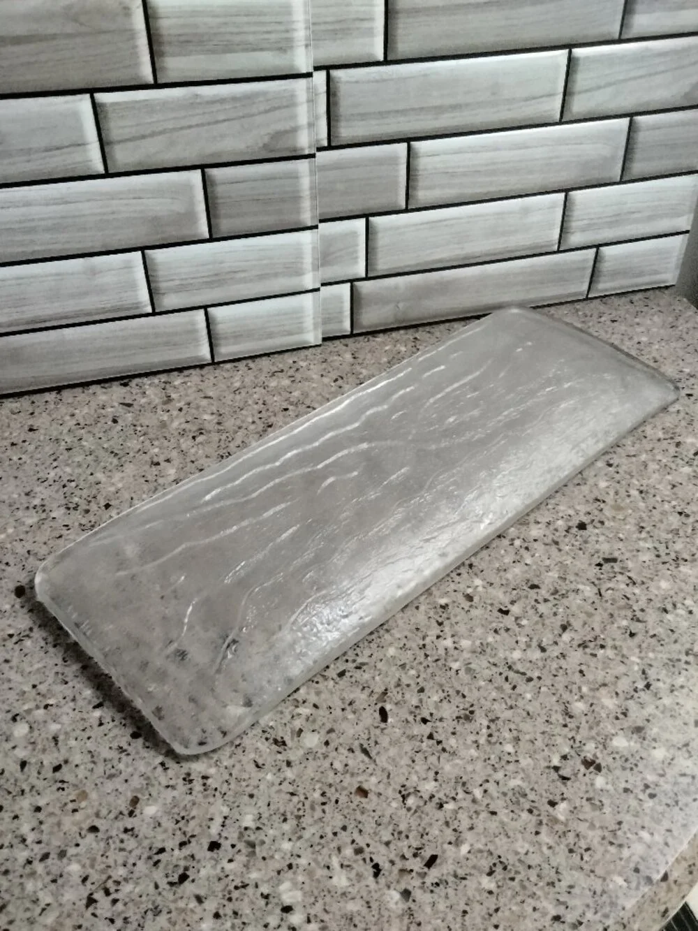 New Rectangular Ripple Texture Glass Platter Tray